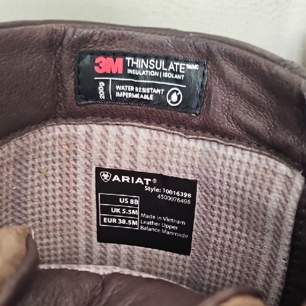 Ariat Brown Leather Boots with Insulation - Picture 3 of 6